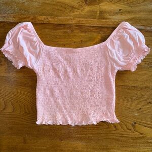 Cropped Rucked Pink Top